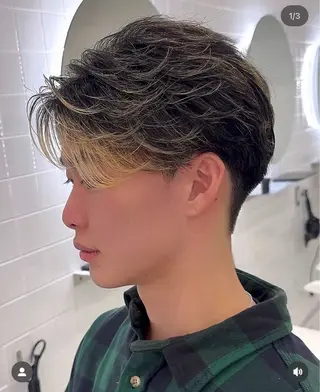 メンズ タマシロカリン 艶カラー/レイヤーのヘアスタイル