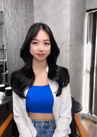 ロング カラー パーマ ヘアアレンジ メンズ キッズ ネイル マツエク・マツパ アイブロウ レイヤー／顔周り 韓国ヘア森田和貴のヘアスタイル