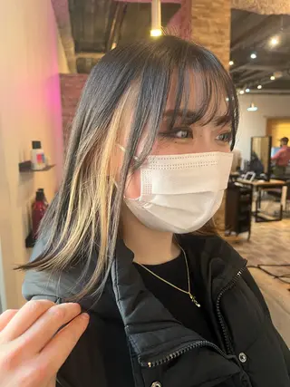 ミディアム カラー ヘアカラー&縮毛矯正 STAR☆RIVERのヘアスタイル