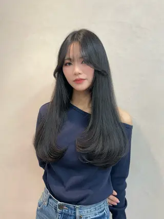 ロング カラー 本格韓国ヘア🇰🇷 【uni】キューさんのヘアスタイル