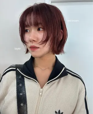 ショート カラー tomu/大名/艶髪 髪質改善/透明感のヘアスタイル