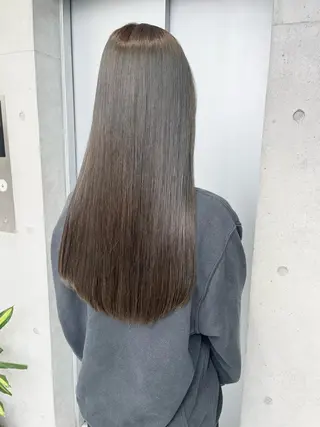 ロング カラー パーマ ヘアアレンジ 透明感/オリーブ/ グレージュ/YUKAのヘアスタイル