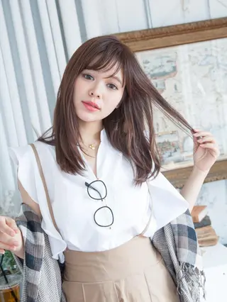 セミロング カラー 福島 浩司のヘアスタイル