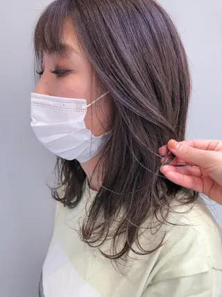 セミロング 似合わせ艶髪カラー ❤️ハダユミのヘアスタイル