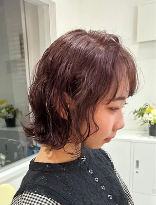 ミディアム カラー パーマ ハイトーンショート 特化吉田義隆のヘアスタイル