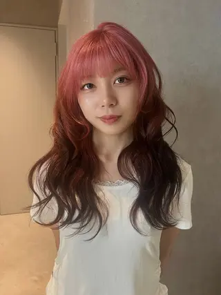 セミロング カラー 栄/ミルクティー/ ベージュ/リホナ🧸のヘアスタイル