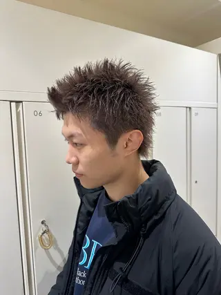 カラー ヘアアレンジ メンズ タイトボブ個性派カラ ーAKANEのヘアスタイル