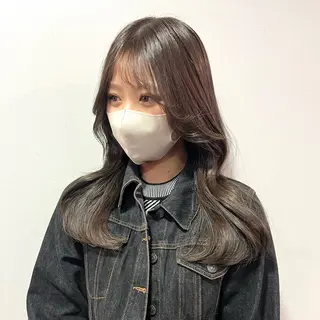 セミロング カラー 韓国ヘア/透明感 カラー🤍yukaのヘアスタイル