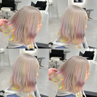 ミディアム カラー ブリーチ&エクステ 🥀ケアカラー特化のヘアスタイル