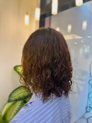 ミディアム パーマ 小顔レイヤー💗 木村実樹のヘアスタイル
