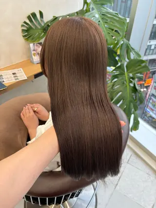 ロング カラー ブリーチなしカラー/ 暖色カラー/艶カラーのヘアスタイル