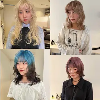 ミディアム カラー MIU/ルーツカラー 顔まわりレイヤーのヘアスタイル