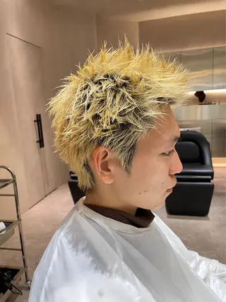 ショート カラー メンズ メンズショート/ピン パーマ/新宿/フウガのヘアスタイル