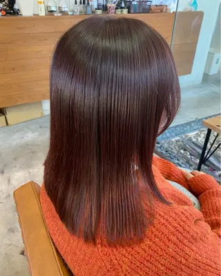 ミディアム カラー ブリーチなしWカラー /酸性ストレート河本のヘアスタイル