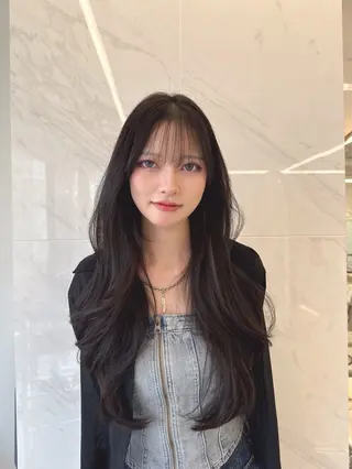 ロング のり🐼顔まわり/ 韓国/レイヤーカットのヘアスタイル