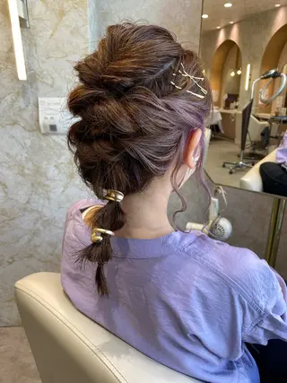 ミディアム ヘアアレンジ 店長/mao/ 前髪/顔周りカットのヘアスタイル