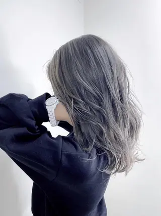 セミロング カラー フェザーパーマ/ ダブルカラー/藤田のヘアスタイル