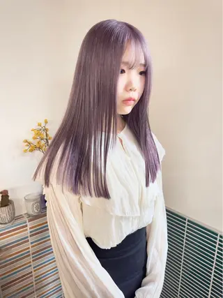 セミロング カラー 💚ブリーチカラー 指名🥇💚ユウスケのヘアスタイル