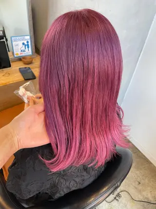 ミディアム カラー パーマ ヘアアレンジ ハイトーンカラー🤍 山下 優華のヘアスタイル