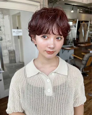 ショート パーマ 縮毛矯正・透明感 カラー💙acoのヘアスタイル