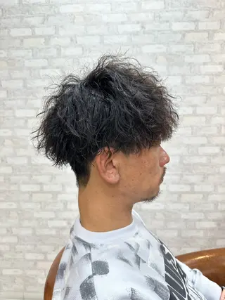 ショート パーマ メンズ 髪質改善/ブラック ヘア/リンのヘアスタイル