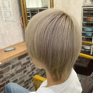 ショート カラー メンズ 透明感カラー/艶髪/ ハイトーン/栄/谷崎のヘアスタイル