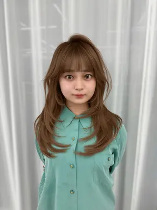 ロング カラー 顔まわりの神様✨ 透明感カラー藤嶋秀幸のヘアスタイル