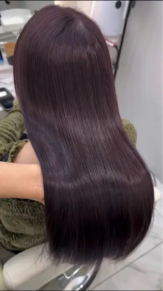 ロング カラー 韓国風レイヤーカラー ライムのヘアスタイル