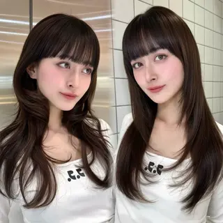 ロング カラー ハッシュカット/ 艶カラー/RIN🩶のヘアスタイル