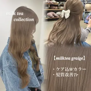 ロング カラー NAMI🤎ブラウン &ミルクティー🤍のヘアスタイル
