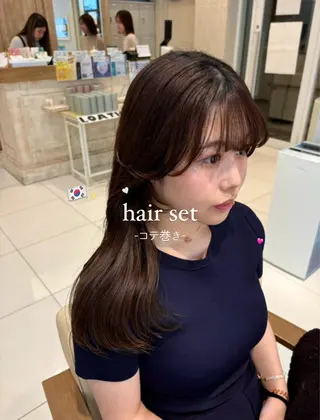 セミロング ヘアアレンジ ブリーチなしカラー/ 暖色カラー/艶カラーのヘアスタイル