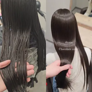 ロング カラー 縮毛矯正をしている人 のためのカラーのヘアスタイル