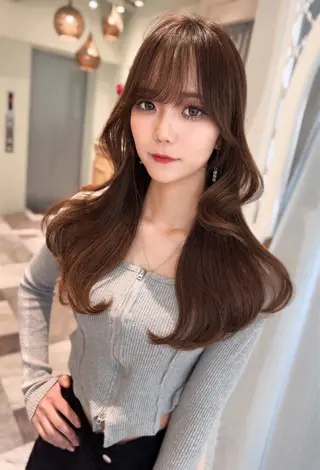 セミロング カラー 木屋元一/透明感 /前髪/ショートボブのヘアスタイル