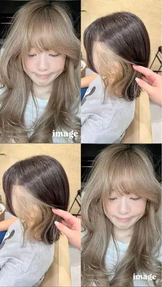 セミロング カラー ブリーチなしwカラー /艶カラー/oukaのヘアスタイル