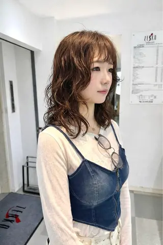 ミディアム パーマ デジタルパーマ 🌀ボブ　萩原　龍のヘアスタイル