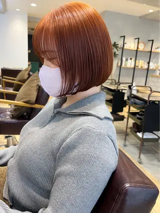 ショート カラー 地毛風ストレート ミニボブ🌷江梨🍎のヘアスタイル