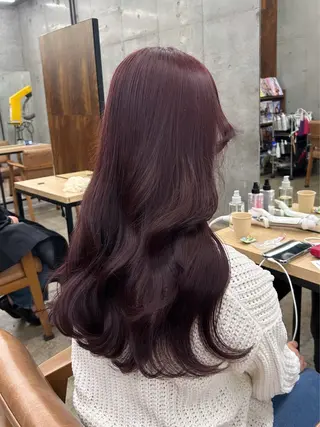 ロング カラー 🌷ラベンダーピンク 顔まわり🌷ねいろのヘアスタイル