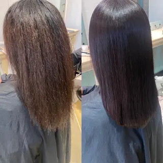 セミロング 髪質改善　縮毛の達人 矢井由真のヘアスタイル