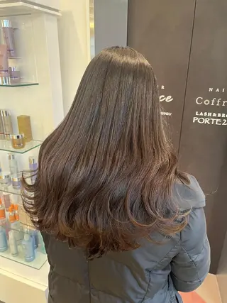 ロング カラー インナー×縮毛矯正 ピンクカラー澤井里菜のヘアスタイル