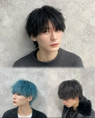 カラー ヘアアレンジ メンズ メンズウルフ🐺♡ ブリーチ♡ヘアメ🎀のヘアスタイル