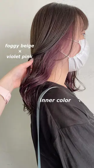 セミロング カラー 切りっぱなしボブ ソノキユウカのヘアスタイル