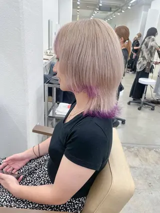 ミディアム カラー ハイトーン/レイヤー /ケアブリーチ石川治のヘアスタイル