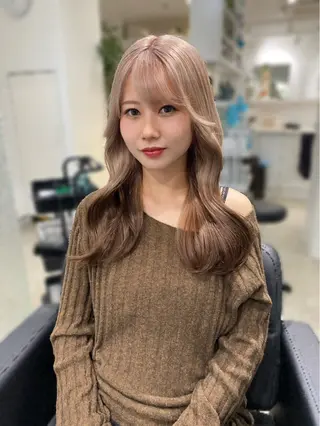 セミロング カラー 縮毛矯正／韓国ヘア AO俊介🌐のヘアスタイル