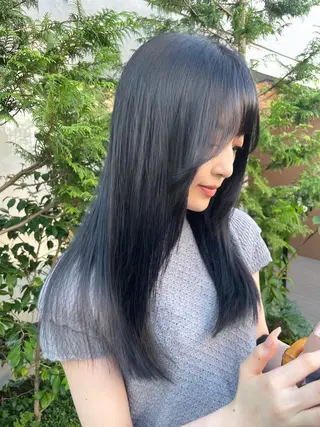 ロング カラー 顔周りカット 【オノザワリョウ】のヘアスタイル