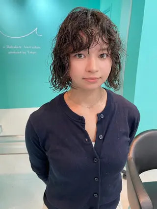 ミディアム パーマ 🫧ショート/ボブ 池袋西口・泡渕✂️のヘアスタイル