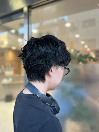 ショート パーマ メンズ メンズハイライト × perm Runoのヘアスタイル