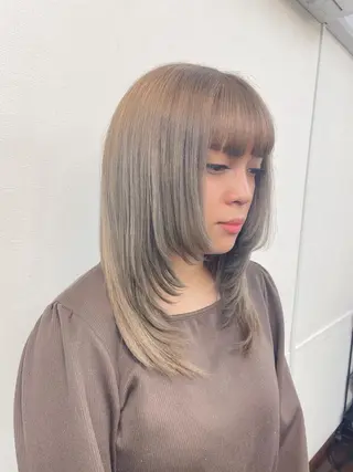 ミディアム インヘアー/美容院 /下伊福店/﨑山瑠依のヘアスタイル