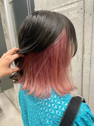 ロング カラー インナーカラー 推し ブリーチ  髪質改善のヘアスタイル