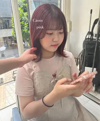 ミディアム カラー ありむらもえ/ 透明感カラーのヘアスタイル