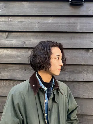 ミディアム パーマ メンズ 保坂 駿太郎のヘアスタイル